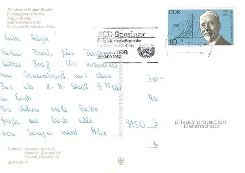 AK / Ansichtskarte Dresden Filmtheater Prager Strasse Pionierpalast Kaethe Kollwitz Ufer Dampfer Pirnaischer Platz Dresden