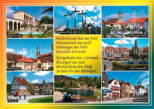 AK / Ansichtskarte Kreuzberg_Rhoen Golgota Kreuze Wallfahrtsort und Umgebung Gedicht Kreuzberg Rhoen