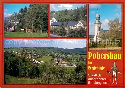 AK / Ansichtskarte Pobershau Brettmuehlenstrasse mit Kremser Schaubergwerk Dorfkirche Landschaftspanorama Pobershau