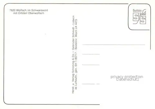 AK / Ansichtskarte Wolfach mit OT Oberwolfach Fliegeraufnahme Wolfach