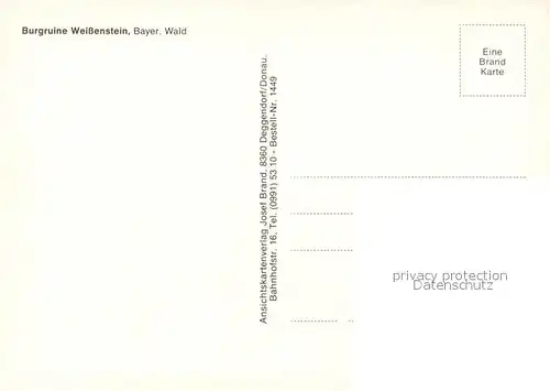 AK / Ansichtskarte Weissenstein_Regen Burgruine Weissenstein Bayerischer Wald Weissenstein_Regen