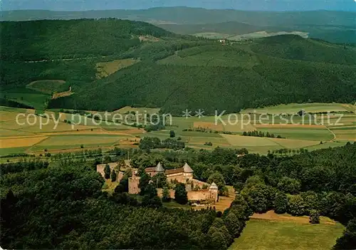 AK / Ansichtskarte Breitenbach_Herzberg Burg Herzberg Stammsitz Freiherr von Doernberg Fliegeraufnahme Breitenbach Herzberg