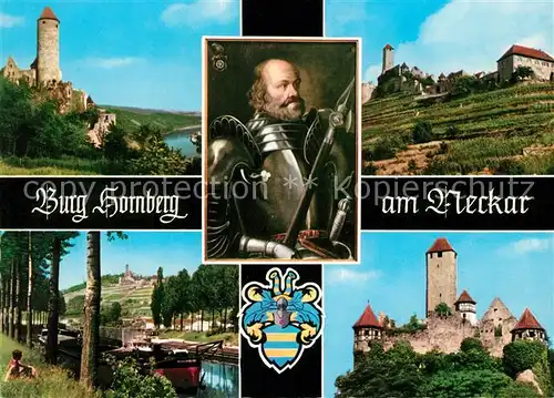 AK / Ansichtskarte Neckarzimmern Burg Hornberg am Neckar Ritter Goetz von Berlichingen Burghotel Restaurant Wappen Neckarzimmern