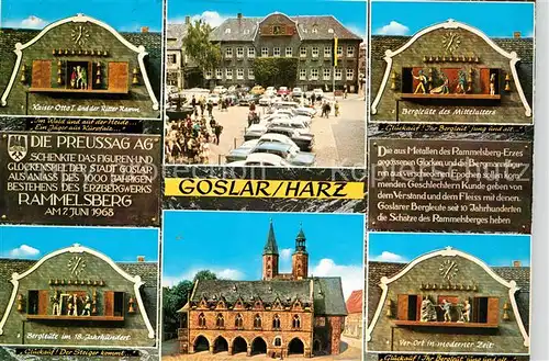 AK / Ansichtskarte Goslar Kaiser Otto I Marktplatz Bergleute des Mittelalters im 18ten Jhdt und in moderner Zeit Glockenspiel Goslar