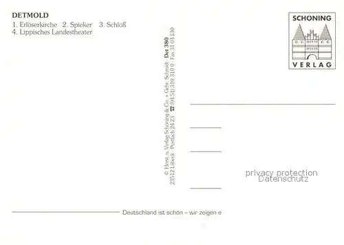 AK / Ansichtskarte Detmold Erloeserkirche Spieker Schloss Lippisches Landestheater Detmold