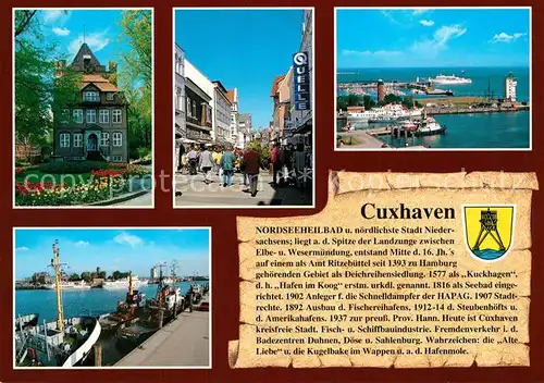 AK / Ansichtskarte Cuxhaven_Nordseebad Schloss Ritzebuettel Nordersteinstrasse Gedenkstaette Alte Liebe Neue Seebaederbruecke Fischereihafen Cuxhaven_Nordseebad