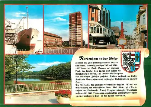 AK / Ansichtskarte Nordenham Hafen Speicher Strassenpartie Park Nordenham