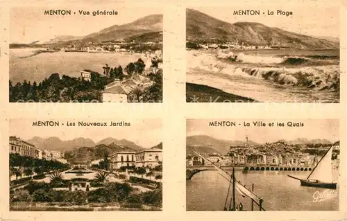 AK / Ansichtskarte Menton_Alpes_Maritimes Vue generale La Plage Les Nouveaux Jardins La Ville et les Quais Menton_Alpes_Maritimes