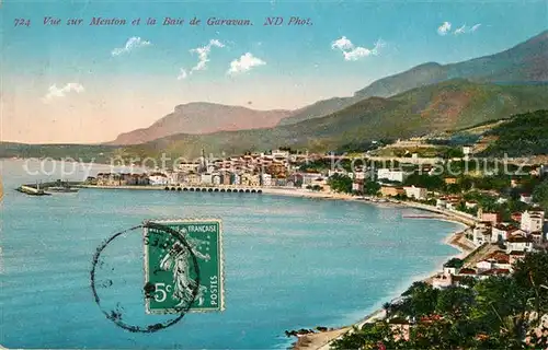 AK / Ansichtskarte Menton_Alpes_Maritimes Vue sur Menton et la Baie de Garavan Menton_Alpes_Maritimes