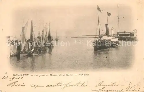 AK / Ansichtskarte Honfleur Les Jetees au Moment de la Maree Honfleur