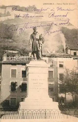 AK / Ansichtskarte Grenoble Statue Xavier Jouvia Grenoble