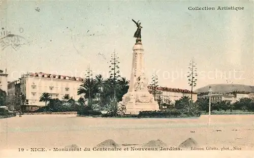 AK / Ansichtskarte Nice_Alpes_Maritimes Monument du Centenaire et Nouveaux Jardins Nice_Alpes_Maritimes