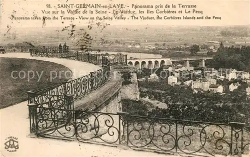 AK / Ansichtskarte Saint Germain en Laye Panorama pris de la Terrasse Le Viaduc les Iles Corbieres et Le Pecq Saint Germain en Laye
