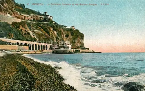 AK / Ansichtskarte Menton_Alpes_Maritimes La Frontiere Italienne et les Roches Rouges Menton_Alpes_Maritimes