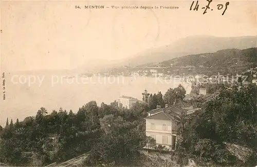 AK / Ansichtskarte Menton_Alpes_Maritimes Vue generale depuis la Frontiere Menton_Alpes_Maritimes