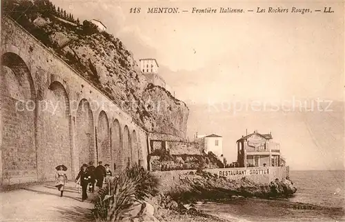 AK / Ansichtskarte Menton_Alpes_Maritimes Frontiere Italienne Les Rochers Rouges Menton_Alpes_Maritimes