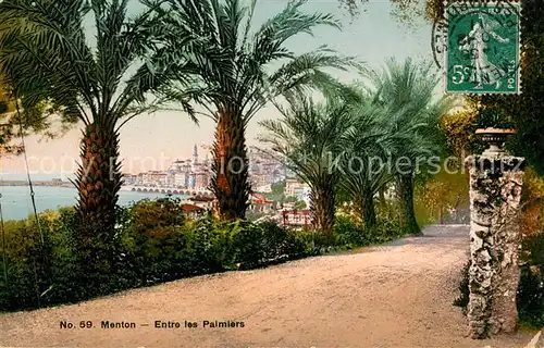 AK / Ansichtskarte Menton_Alpes_Maritimes Entre les Palmiers Menton_Alpes_Maritimes
