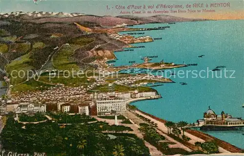 AK / Ansichtskarte Nice_Alpes_Maritimes Cote dAzur a vol d Aeroplane Nice_Alpes_Maritimes