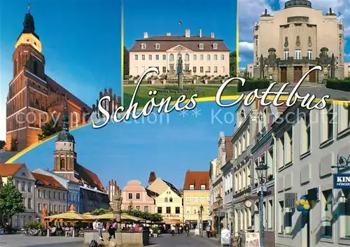 AK / Ansichtskarte Cottbus Kirche Schloss Theater Innenstadt Cottbus
