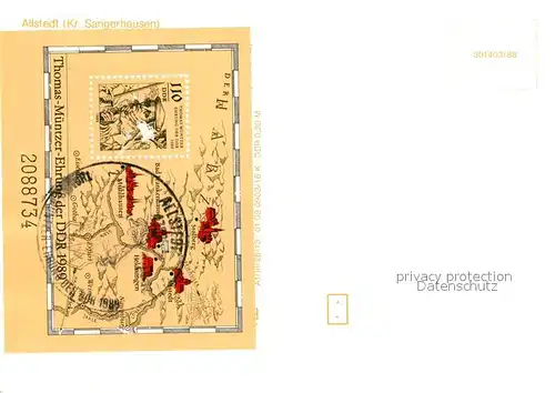 AK / Ansichtskarte Allstedt Rathaus Wappen Saal Sondermarke Allstedt