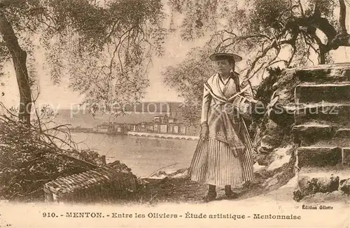 AK / Ansichtskarte Menton_Alpes_Maritimes Entre les Oliviers Etude artistique Mentonnaise Menton_Alpes_Maritimes