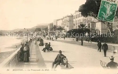 AK / Ansichtskarte Menton_Alpes_Maritimes La Promenade du Midi Menton_Alpes_Maritimes