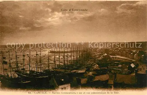 AK / Ansichtskarte Cancale Navires terreneuviers a sec et vue panoramique de la Baie Cancale