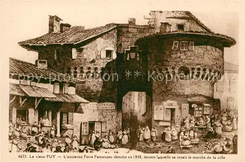 AK / Ansichtskarte Puy de Dome Ancienne Porte Pannessac demolie en 1848 Devant laquelle se tenait le marche de la ville Puy de Dome