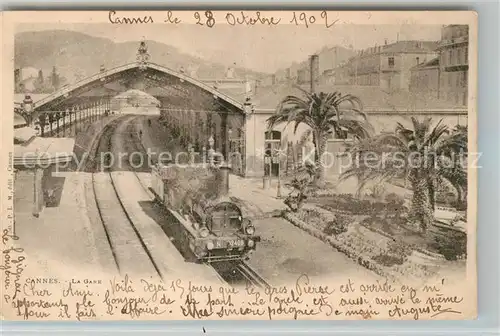 AK / Ansichtskarte Cannes_Alpes Maritimes La Care Train Bahnhof Dampflokomotive Cannes Alpes Maritimes
