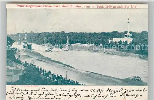 AK / Ansichtskarte Muenchen Prinzregentenbruecke nach dem Einsturz 1899 Muenchen