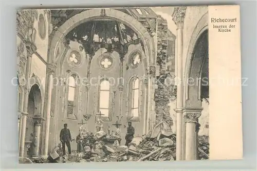 AK / Ansichtskarte Richecourt Inneres der Kirche Truemmer 1. Weltkrieg Richecourt