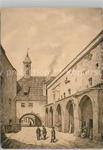 AK / Ansichtskarte Muenchen Alte Stadtmauer nahe Kosttor anno 1850 aus Altmuenchner Kalender Kuenstlerkarte Muenchen