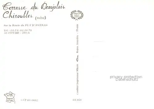 AK / Ansichtskarte Chiroubles Cerrasse du Beaujolais Chiroubles