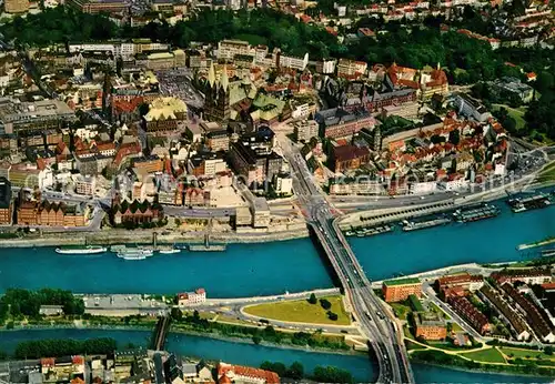 AK / Ansichtskarte Bremen Fliegeraufnahme mit Dom Weser Bremen