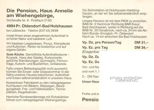 AK / Ansichtskarte Bad_Holzhausen_Luebbecke Pension Haus Annelie Bad_Holzhausen_Luebbecke