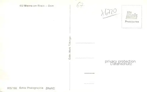 AK / Ansichtskarte Worms_Rhein Dom Worms Rhein