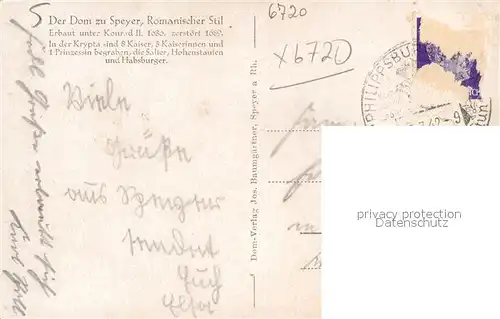 AK / Ansichtskarte Speyer_Rhein Dom Speyer Rhein