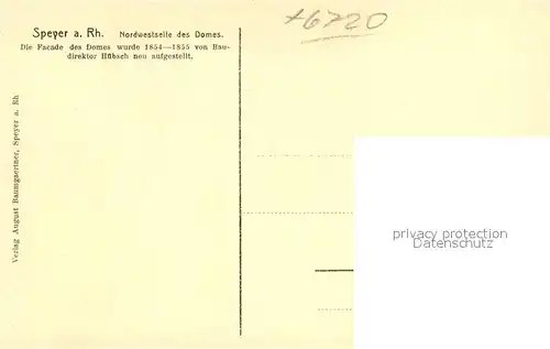 AK / Ansichtskarte Speyer_Rhein Dom Nordwestseite Speyer Rhein