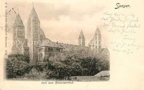 AK / Ansichtskarte Speyer_Rhein Dom vom Rheinbahnhof Speyer Rhein