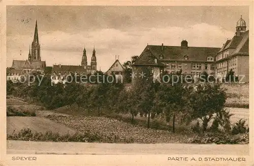 AK / Ansichtskarte Speyer_Rhein Partie an der Stadtmauer Speyer Rhein