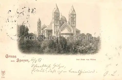 AK / Ansichtskarte Speyer_Rhein Dom von Sueden Speyer Rhein