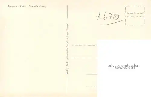 AK / Ansichtskarte Speyer_Rhein Dom beleuchtet Speyer Rhein