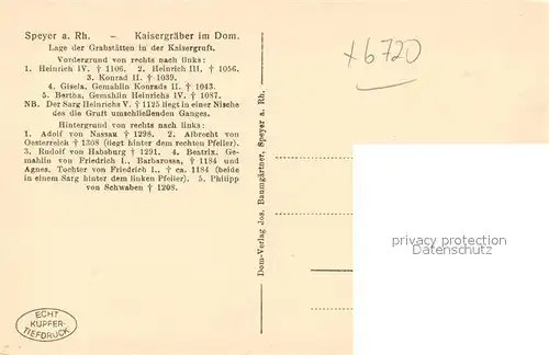 AK / Ansichtskarte Speyer_Rhein Kaisergraeber im Dom Speyer Rhein