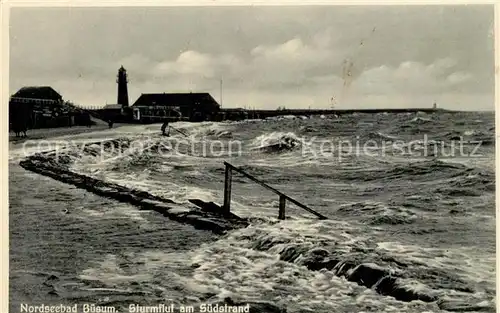 AK / Ansichtskarte Buesum_Nordseebad Sturmflut am Suedstrand Buesum_Nordseebad