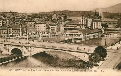 AK / Ansichtskarte Geneve_GE Vue a vol dOiseau du Pont de la Coulouvreniere et le Rhone Geneve_GE