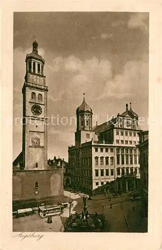 AK / Ansichtskarte Augsburg Rathaus mit Perlachturm Augsburg