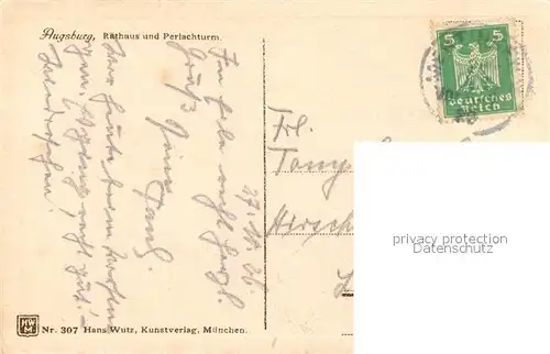 AK / Ansichtskarte Augsburg Rathaus mit Perlachturm Augsburg
