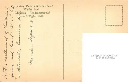 AK / Ansichtskarte Muenchen Preysing Palais Restaurant Weisser Saal Muenchen