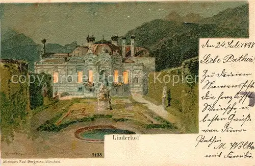AK / Ansichtskarte Muenchen Schloss Linderhof Kuenstlerkarte Muenchen