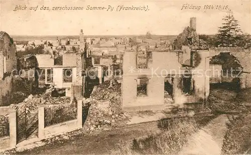 AK / Ansichtskarte Somme Py Tahure Zerschossene Stadt Truemmer 1. Weltkrieg Somme Py Tahure